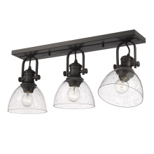 Golden 3118-3SF RBZ-SD - Yep by Golden Lighting Hines 3-light Semi-Flush Mount in Rubbed Bronze and Seeded Glass